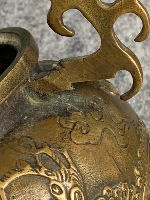 大衆骨董】23255 獅子香炉 大明宣徳年製 置物唐物彫刻開運香道具骨董